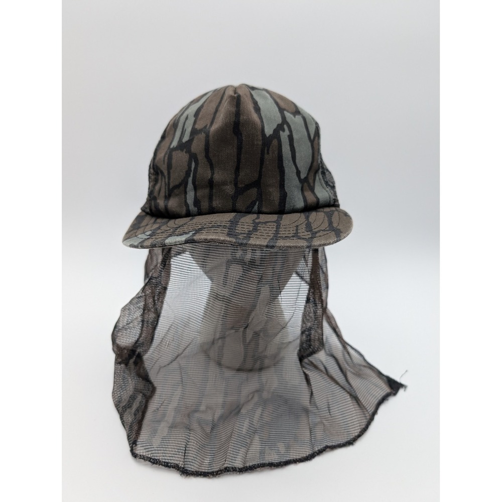 Broner Camouflage Mesh Face Net Trucker Hat Vintage Made in USA Snapback Cap